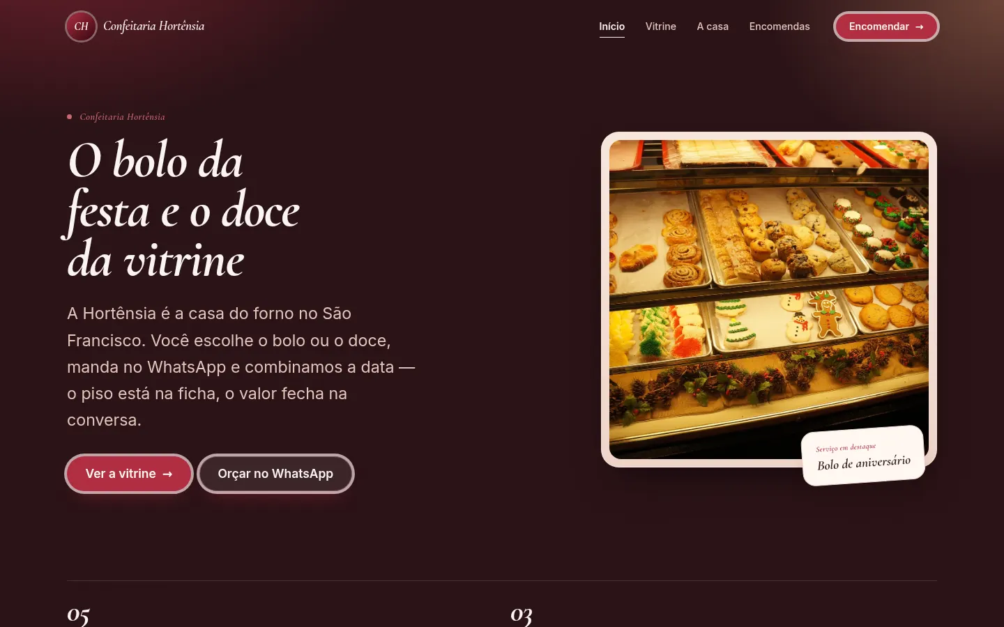 Site de Confeitaria Hortênsia